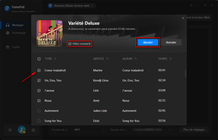 Ajoutez la playlist d'Amazon Music