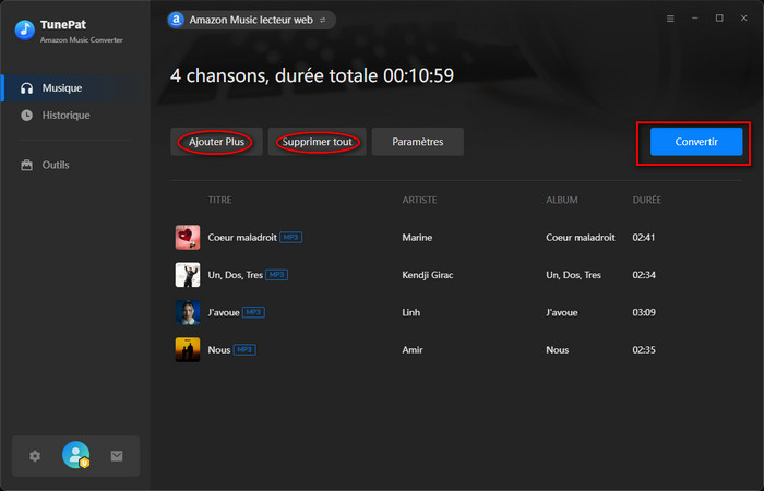 Convertir musique Amazon