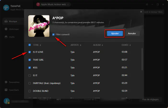 Ajoutez vos titres Apple Music