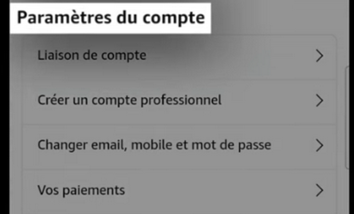 Paramètres du compte