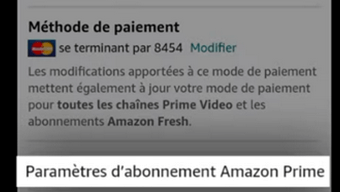 Paramètres d'abonnement Amazon Prime