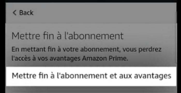 Mettre fin à l'abonnement et aux avantages