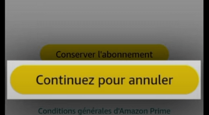 Continuez pour annuler