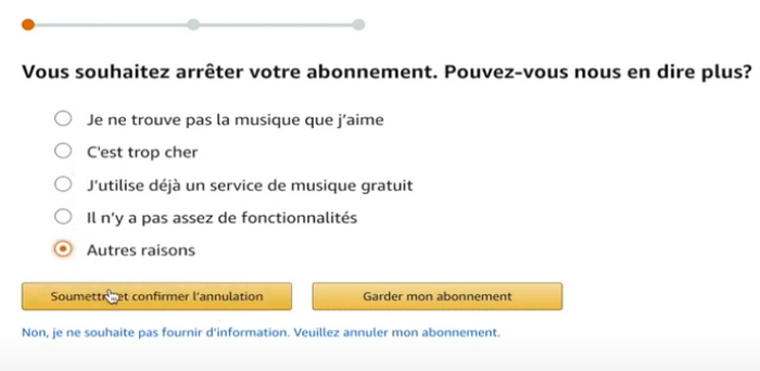 Soumettre et confirmer l'annulation