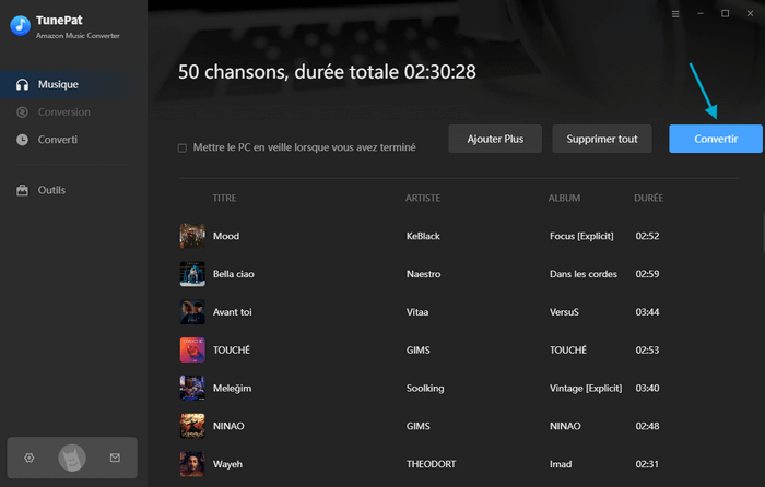 Cliquez sur Convertir