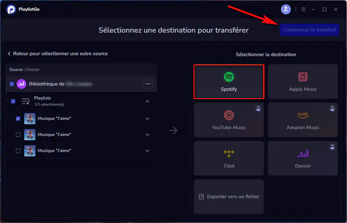 Choisir Spotify comme plateforme cible