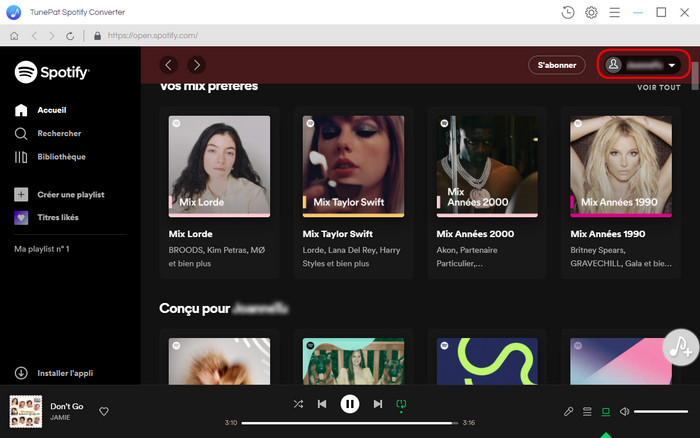 Connectez-vous avec votre compte Spotify