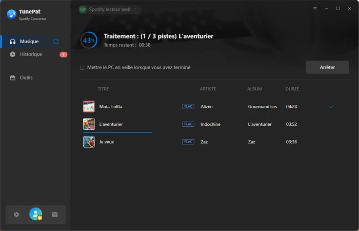 Sélectionnez les chansons