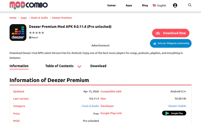 ModCombo Deezer Mod APK