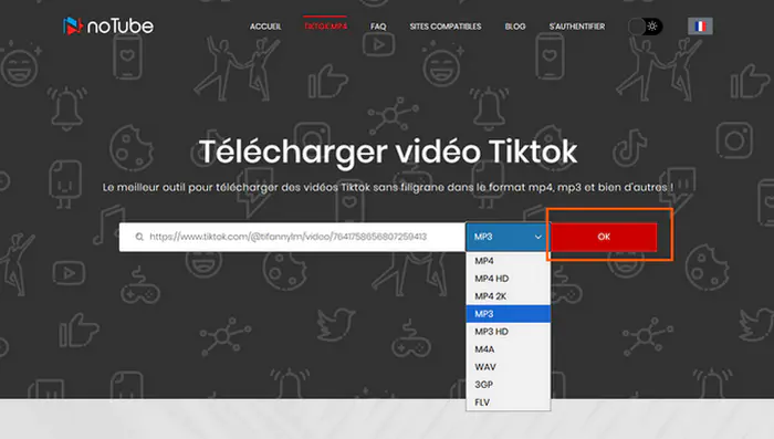 noTube TikTok downloader sans filigrane