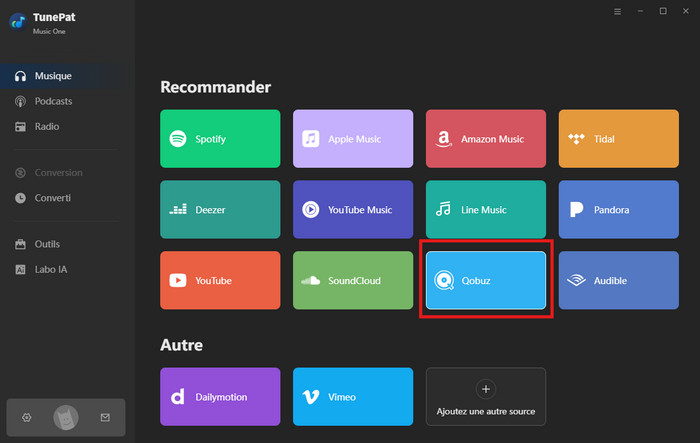 Sélectionnez Qobuz
