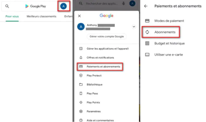 Résilier Audible via Google Play Store