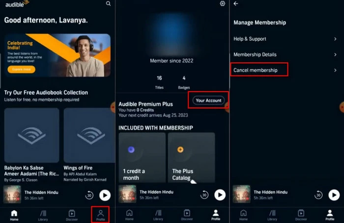 Cliquez sur Annuler l'adhésion