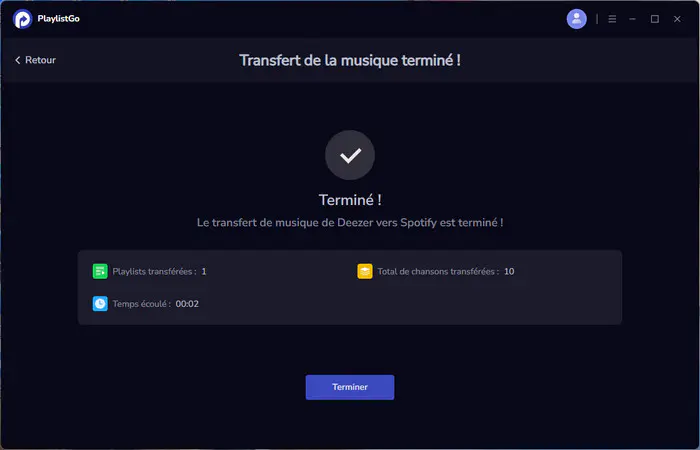 Terminer le transfert