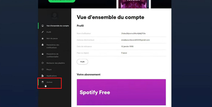 Tapez le mot Activer