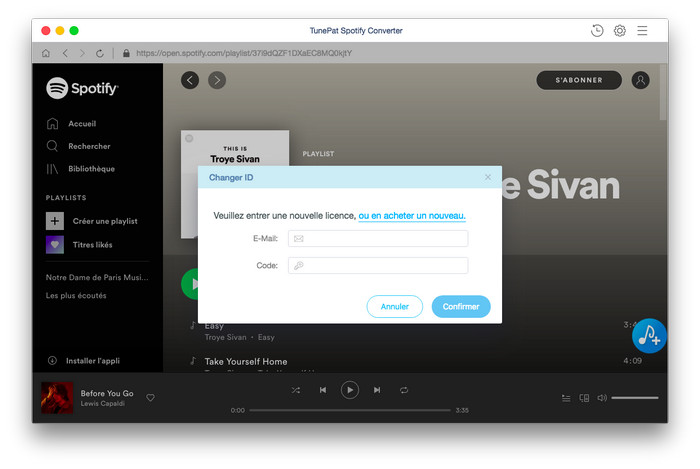 s'enregistrer TunePat Spotify Converter pour Windows