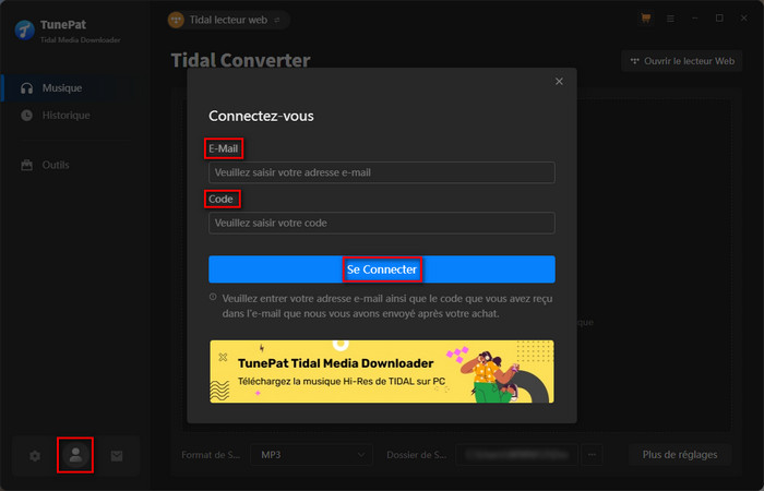 s'enregistrer TunePat Tidal Media Downloader for Windows