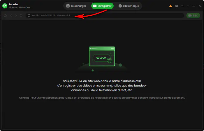 Interface d'enregistrement