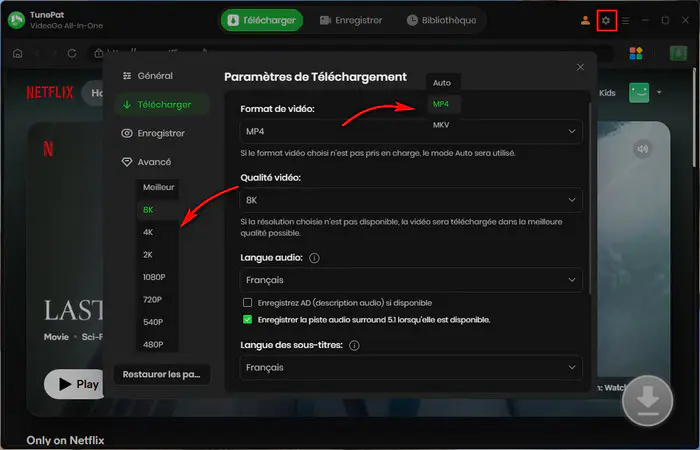 Réglez les paramètres